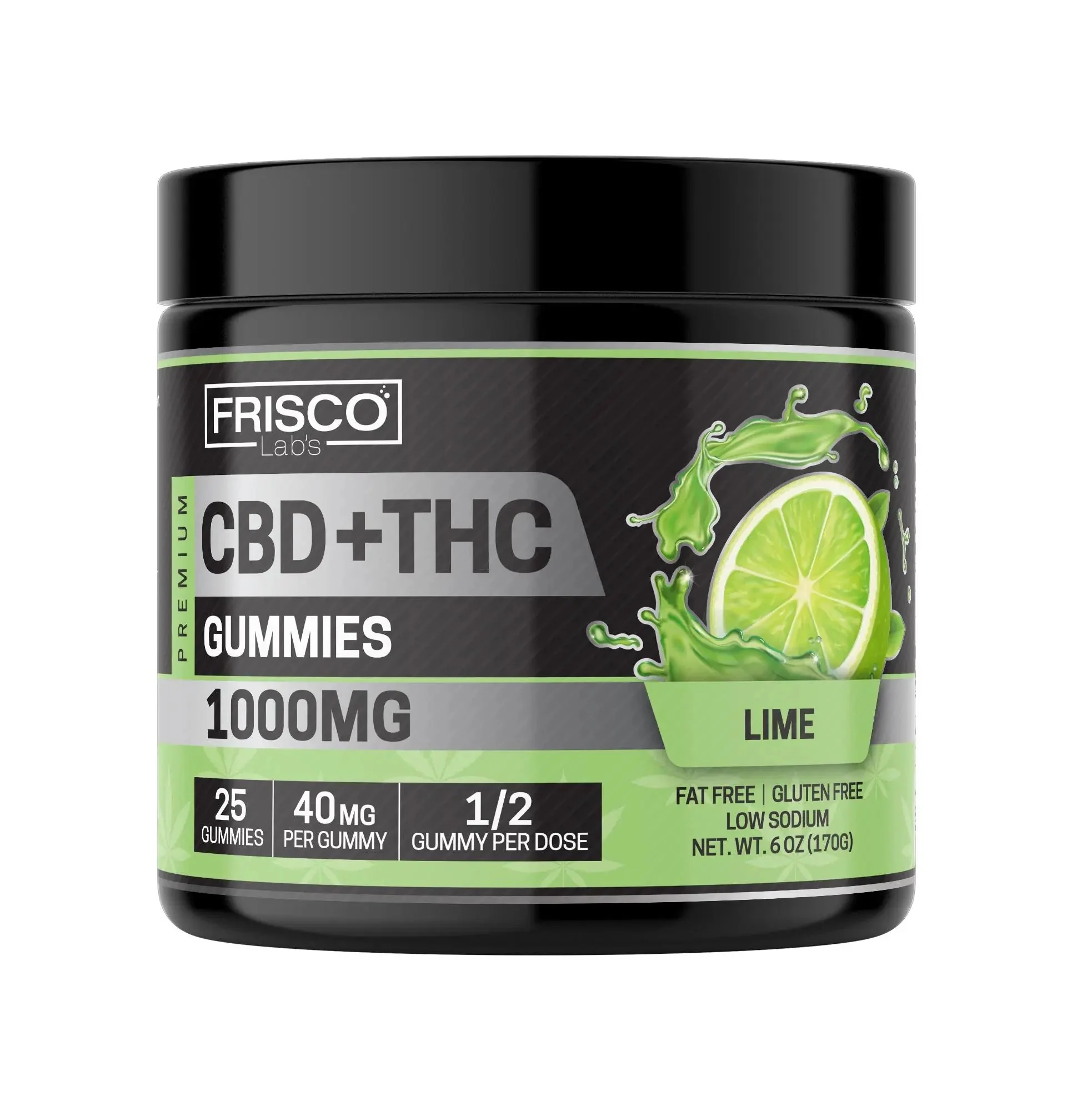 CBD+THC Gummies, Lime - 1000mg | 25 Pcs Gummies (Sour)(Hard Texture) - Image 2