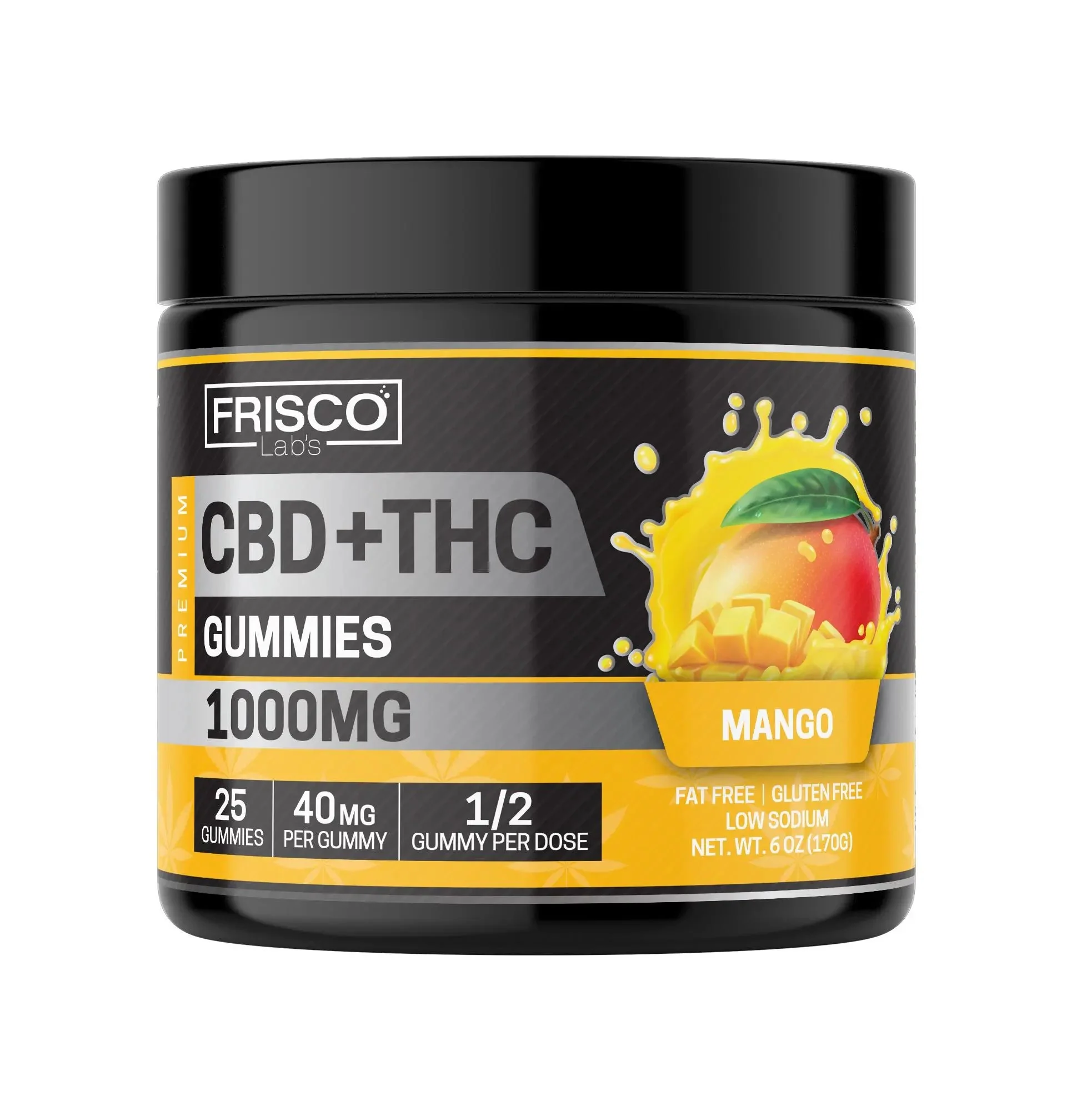CBD+THC Gummies, Mango - 1000mg | 25 Pcs Gummies - Image 2