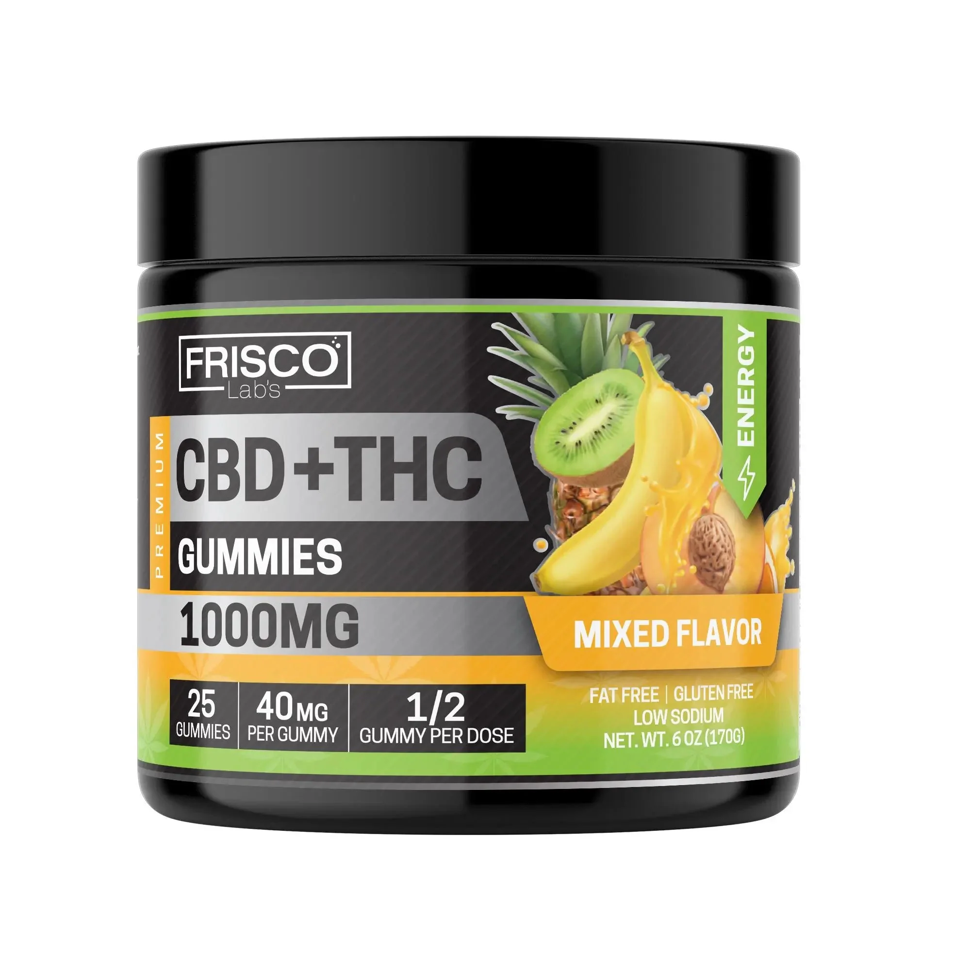 CBD +THC Gummies, Mix Flavor Energy - 1000mg | 25 Pcs Gummies - Image 2