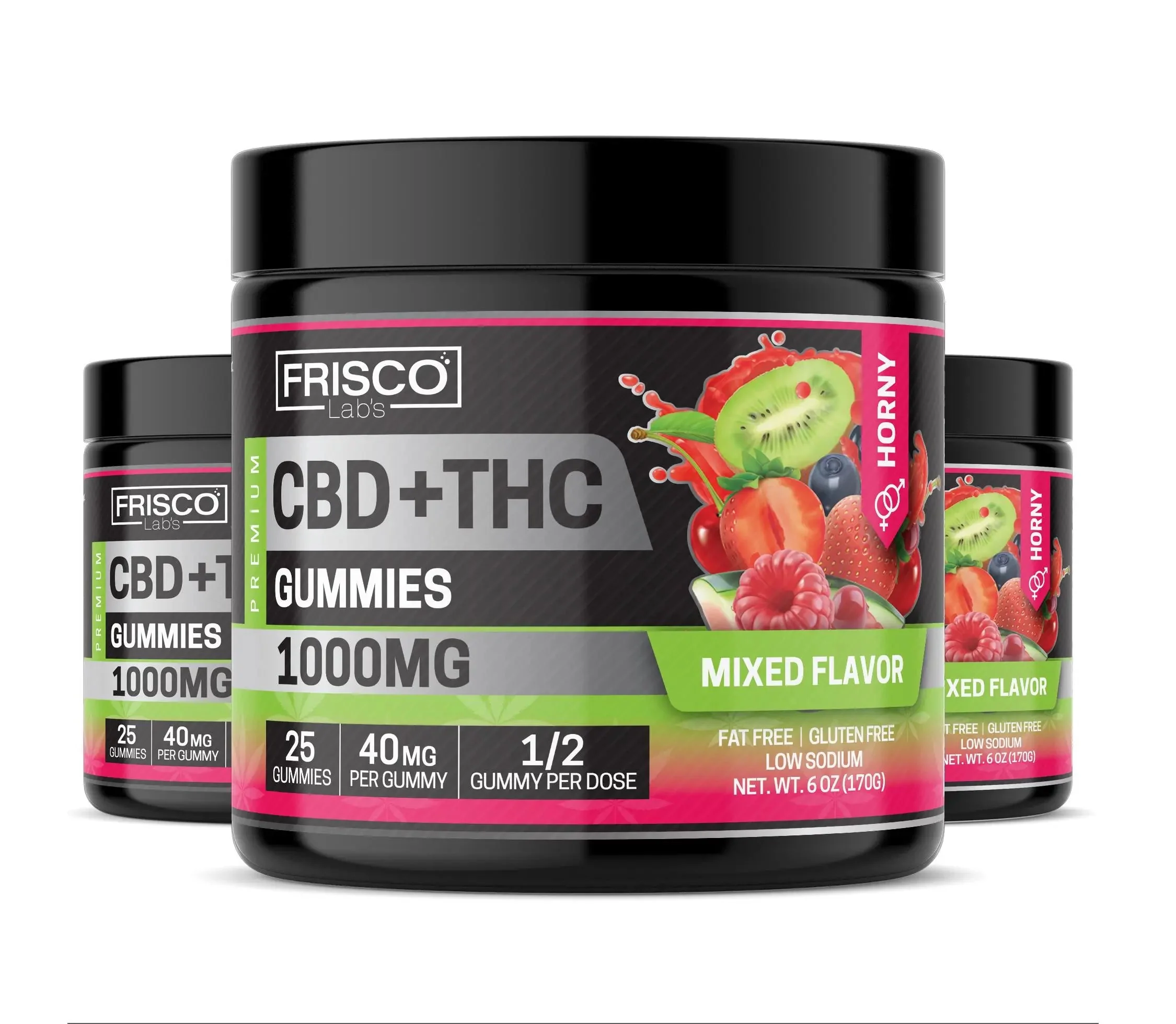 CBD+ THC Gummies, Mix Flavor Horny- 1000mg | 25 Pcs Gummies