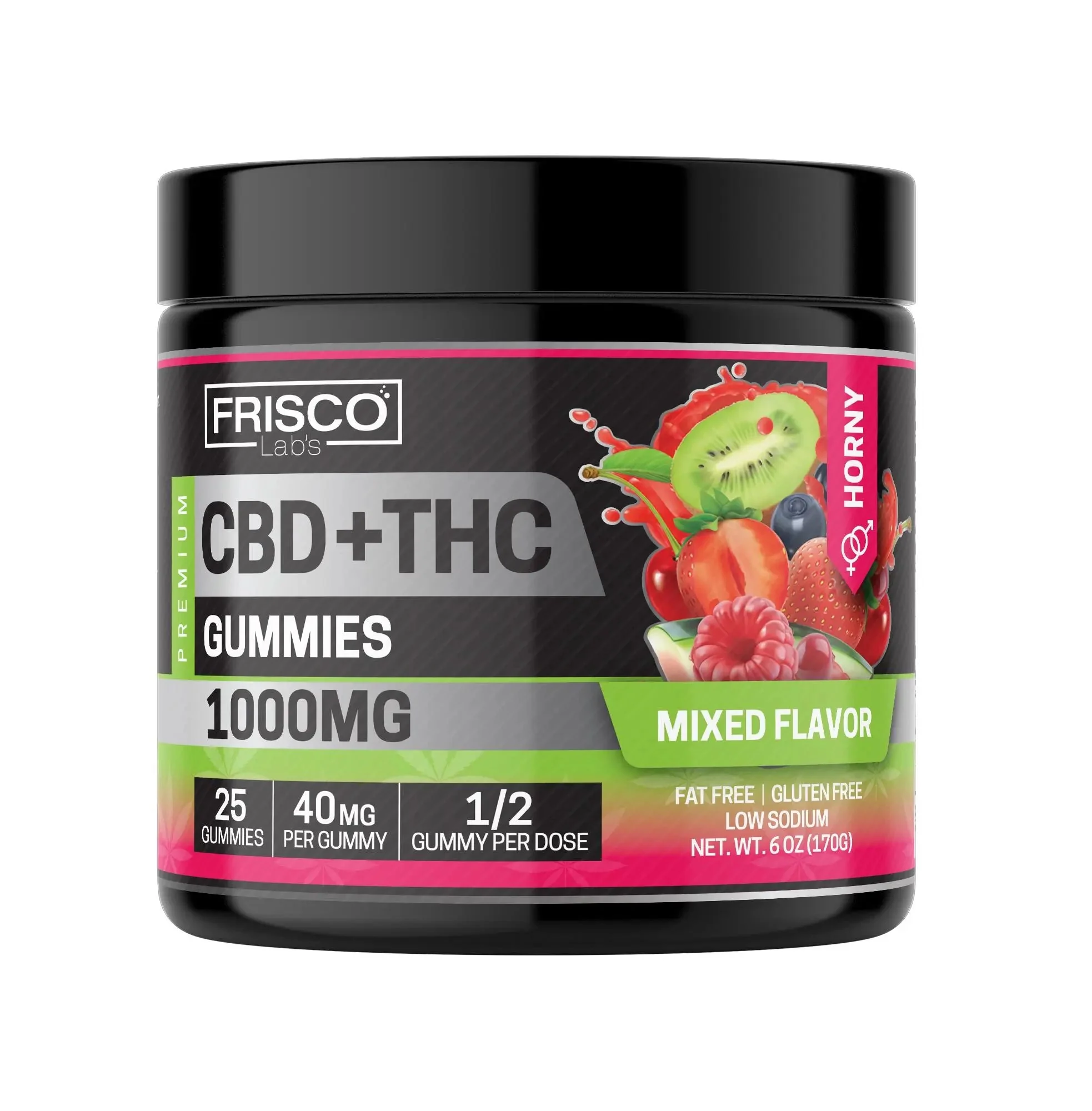 CBD+ THC Gummies, Mix Flavor Horny- 1000mg | 25 Pcs Gummies - Image 2