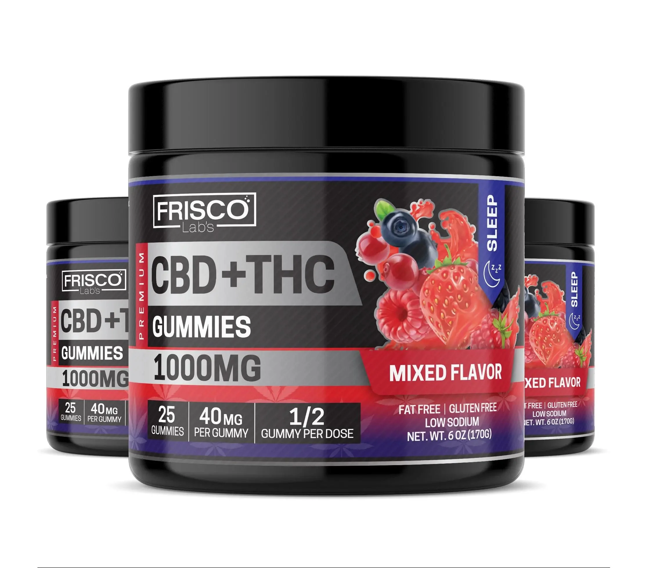 CBD+THC Gummies, Mix Flavor Sleep- 1000mg | 25 Pcs Gummies