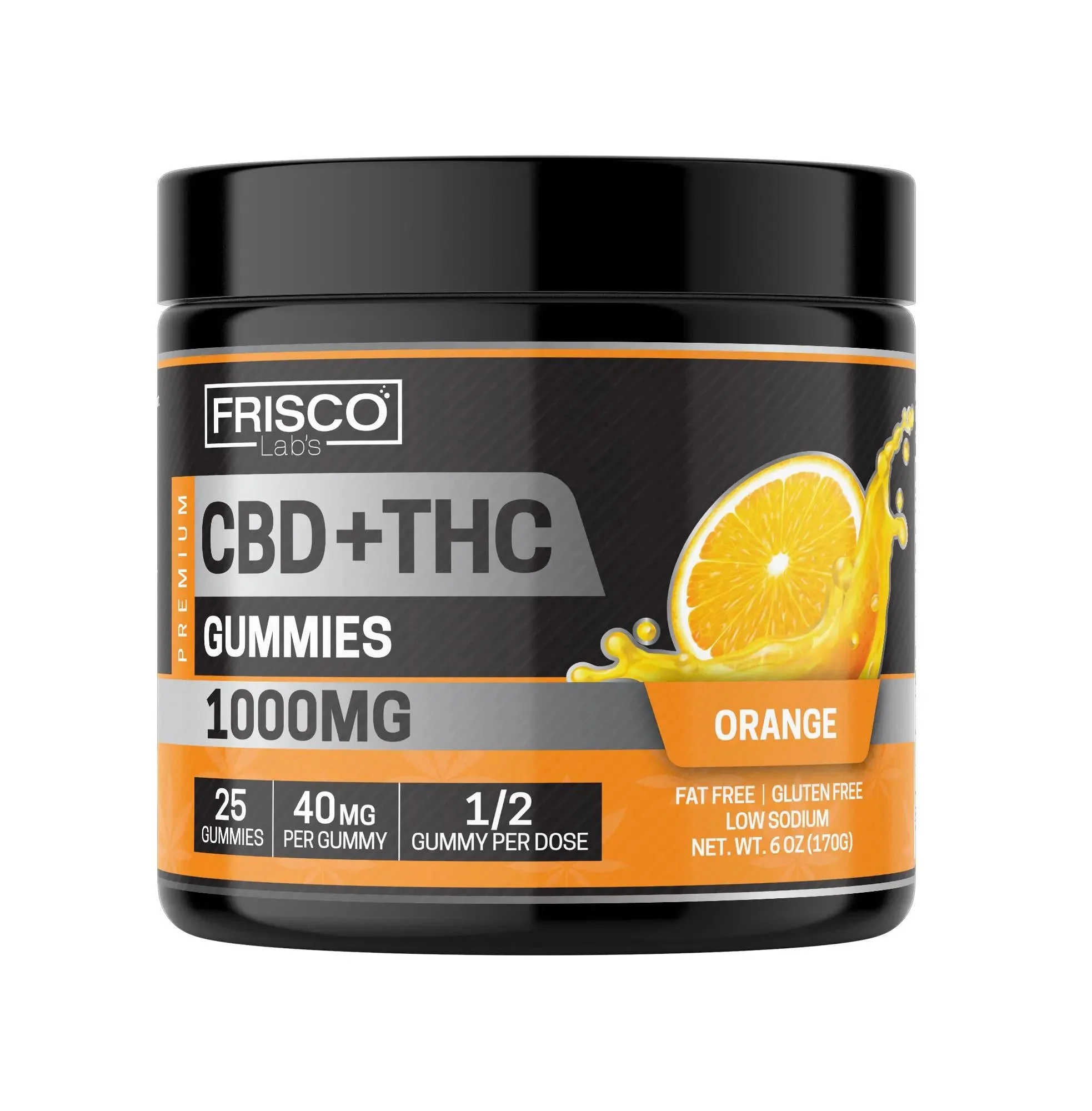 CBD+THC Gummies, Orange - 1000mg | 25 Pcs Gummies - Image 2