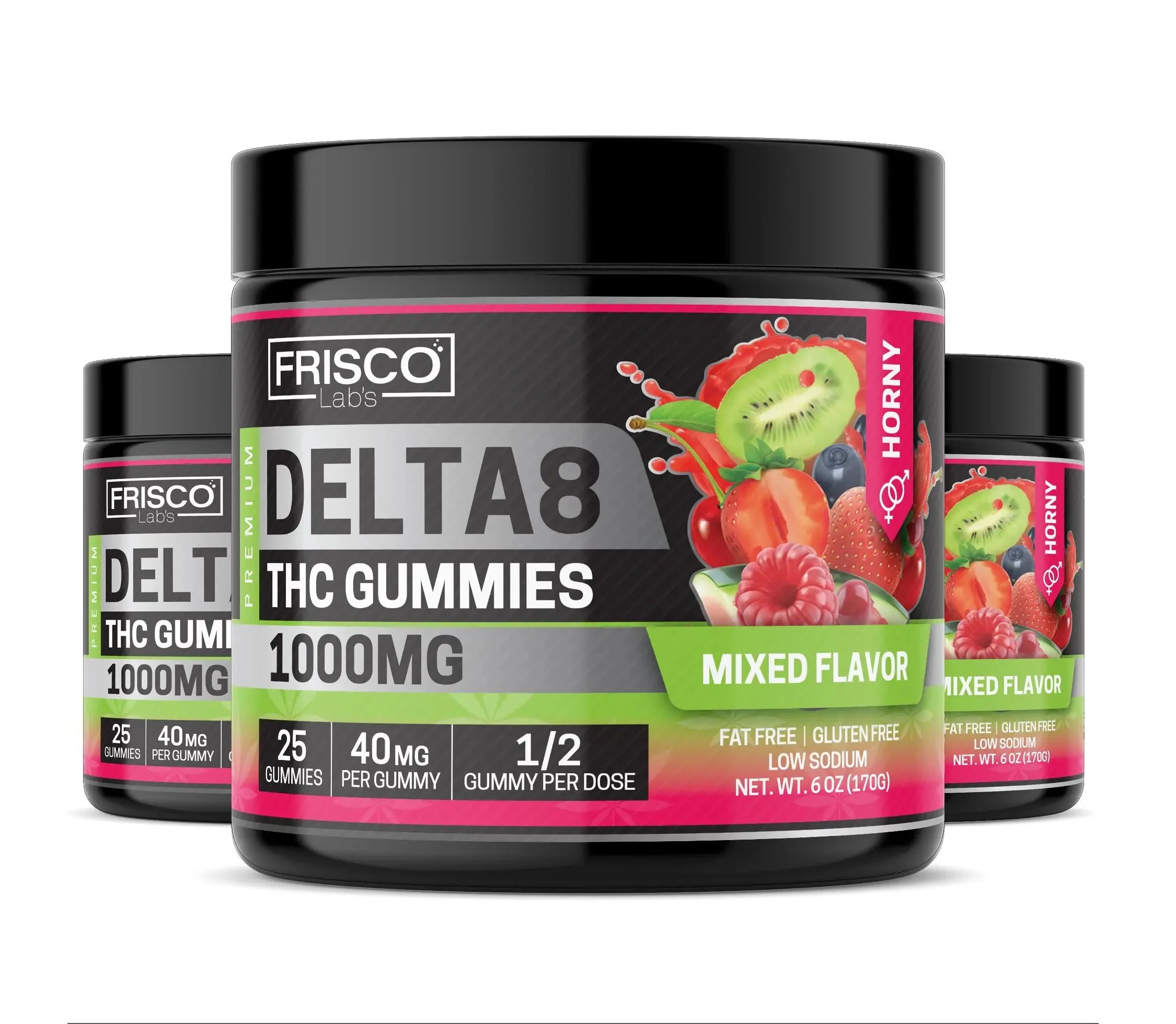 Delta 8 Gummies, Mix Flavor Horny - 1000mg | 25 Pcs Gummies