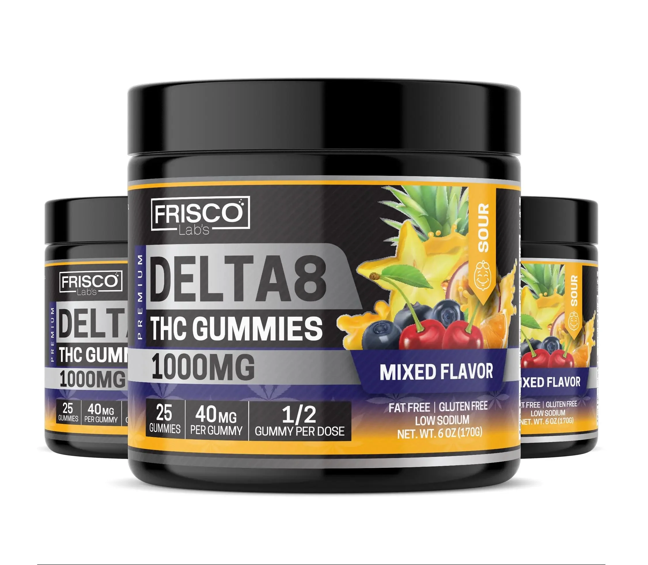 Delta 8 Gummies, Mix Flavor Sour - 1000mg | 25 Pcs Gummies