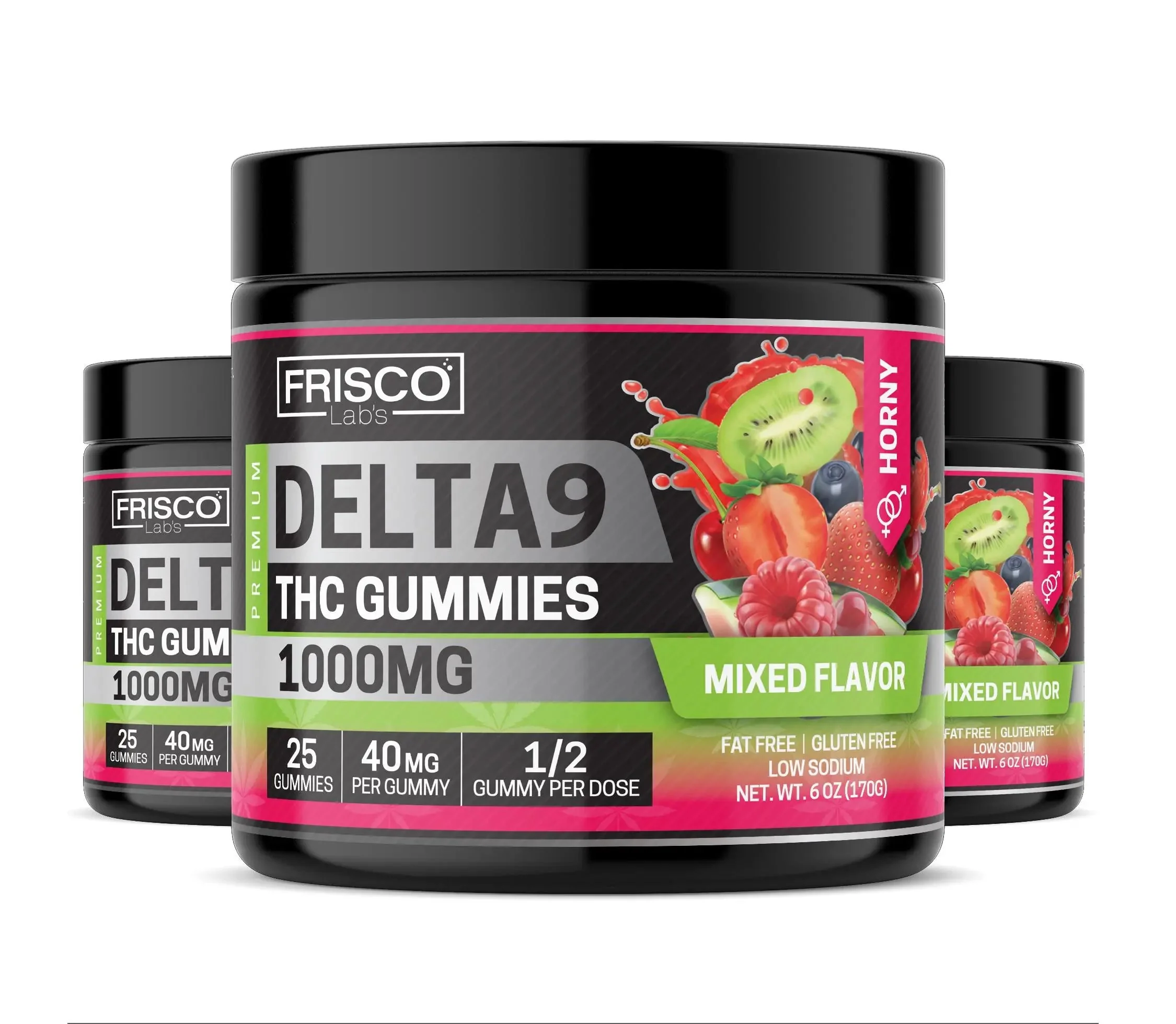 Delta 9 Gummies, Mix Flavor Horny - 1000mg | 25 Pcs Gummies