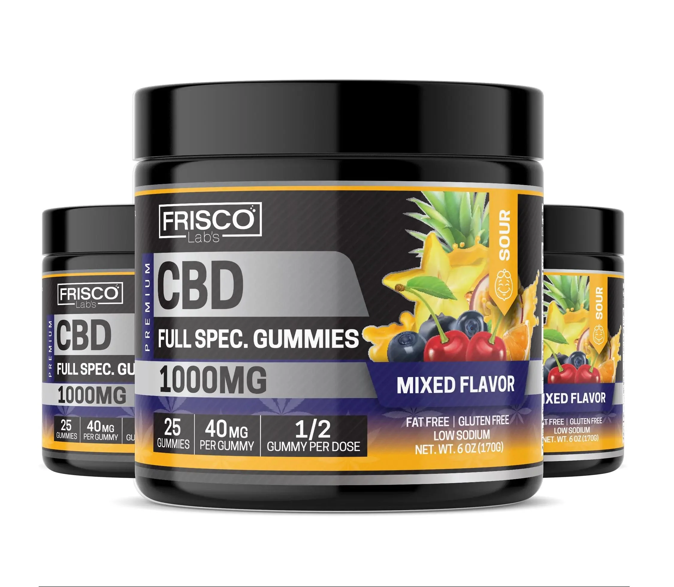 Full Spec. CBD Gummies, Mix Flavor Sour - 1000mg | 25 Pcs Gummies