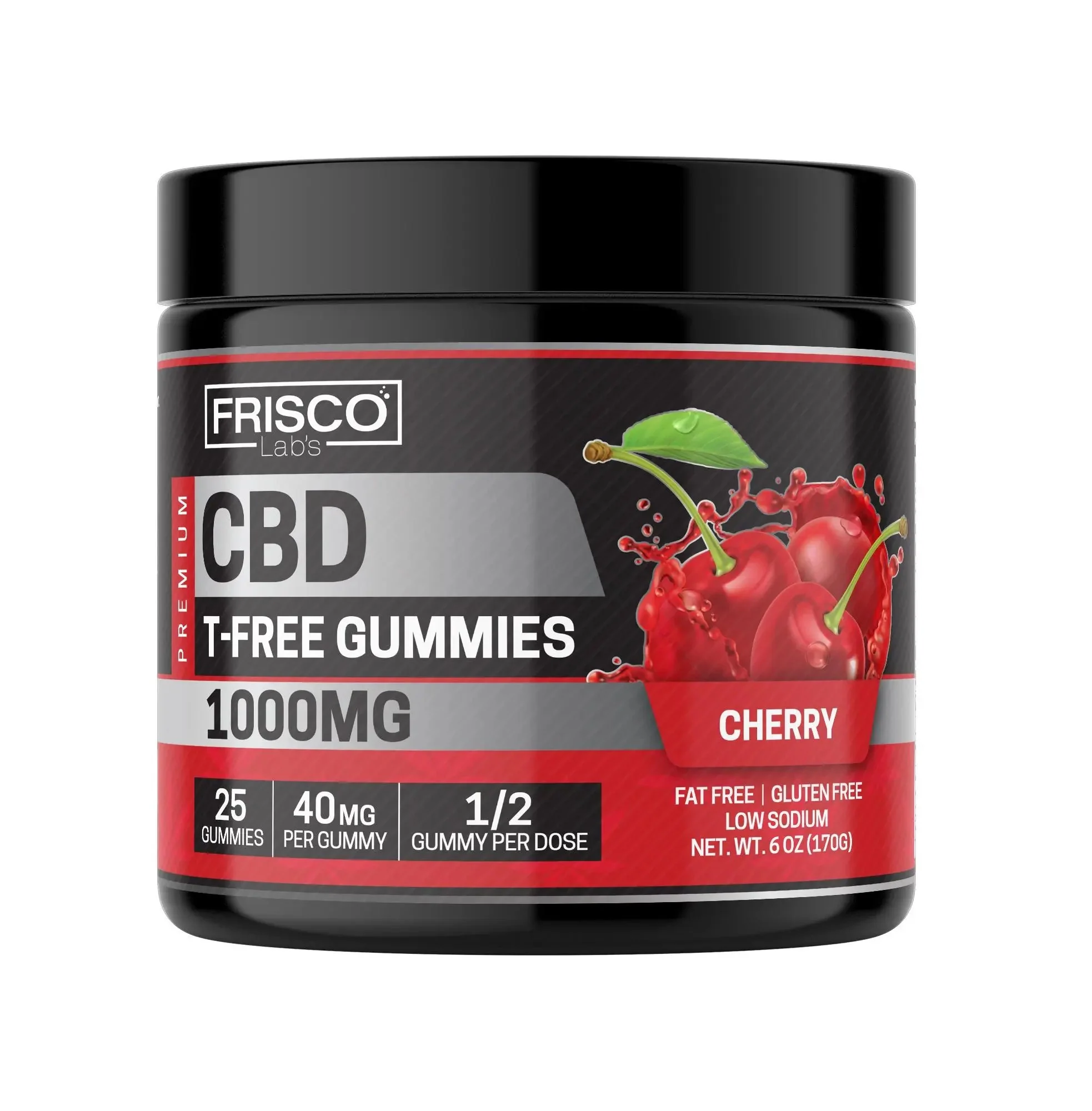 T-Free CBD Gummies, Cherry - 1000mg | 25 Pcs Gummies - Image 2