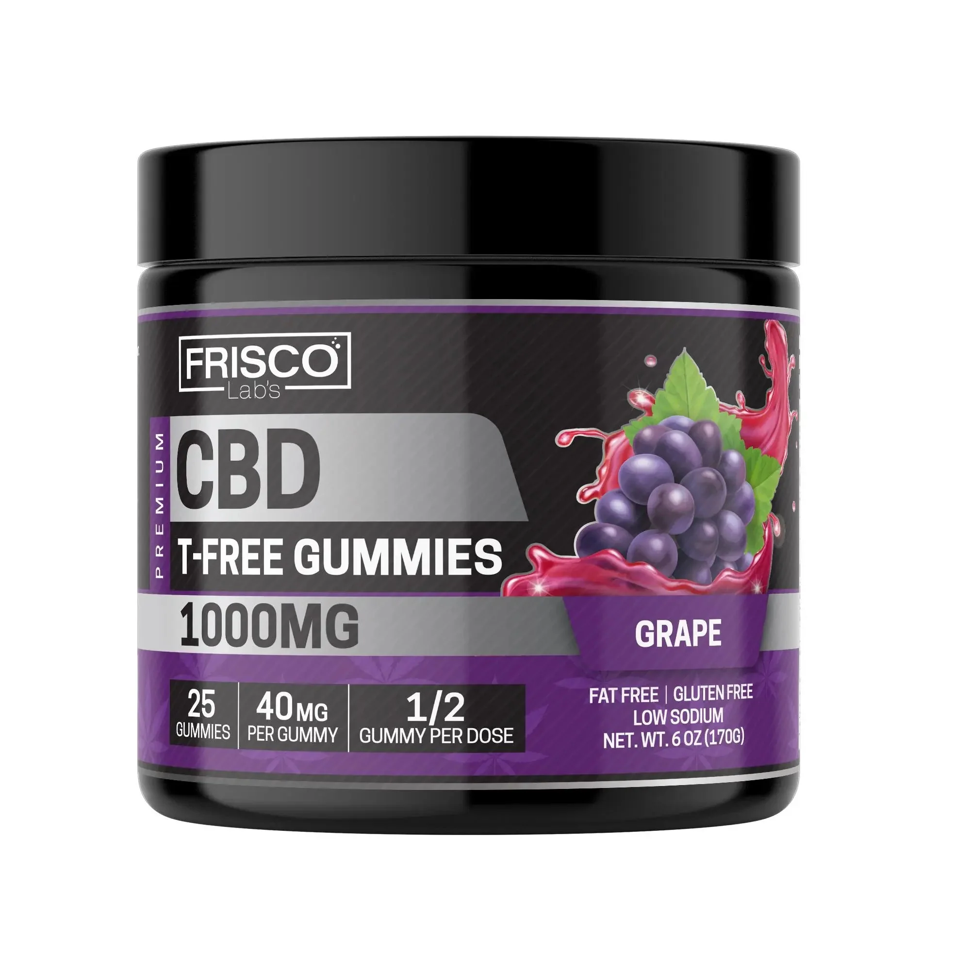 T-Free CBD Gummies, Grape - 1000mg | 25 Pcs Gummies - Image 2