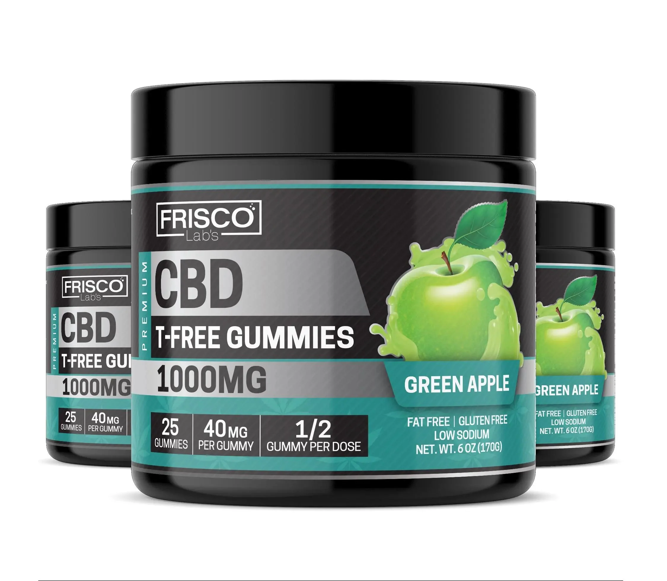 T-Free CBD Gummies, Green Apple - 1000mg | 25 Pcs Gummies