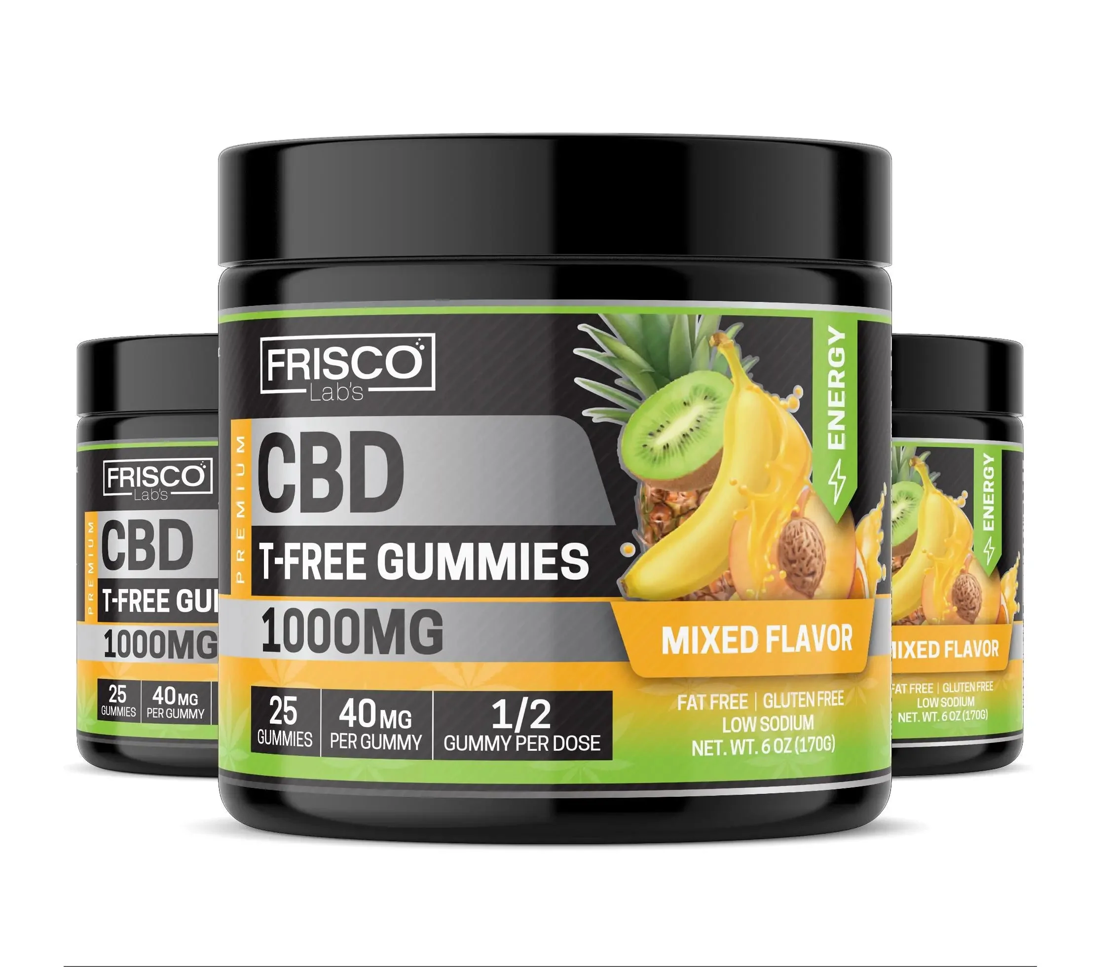 T-Free CBD Gummies, Mix Flavor Energy - 1000mg | 25 Pcs Gummies