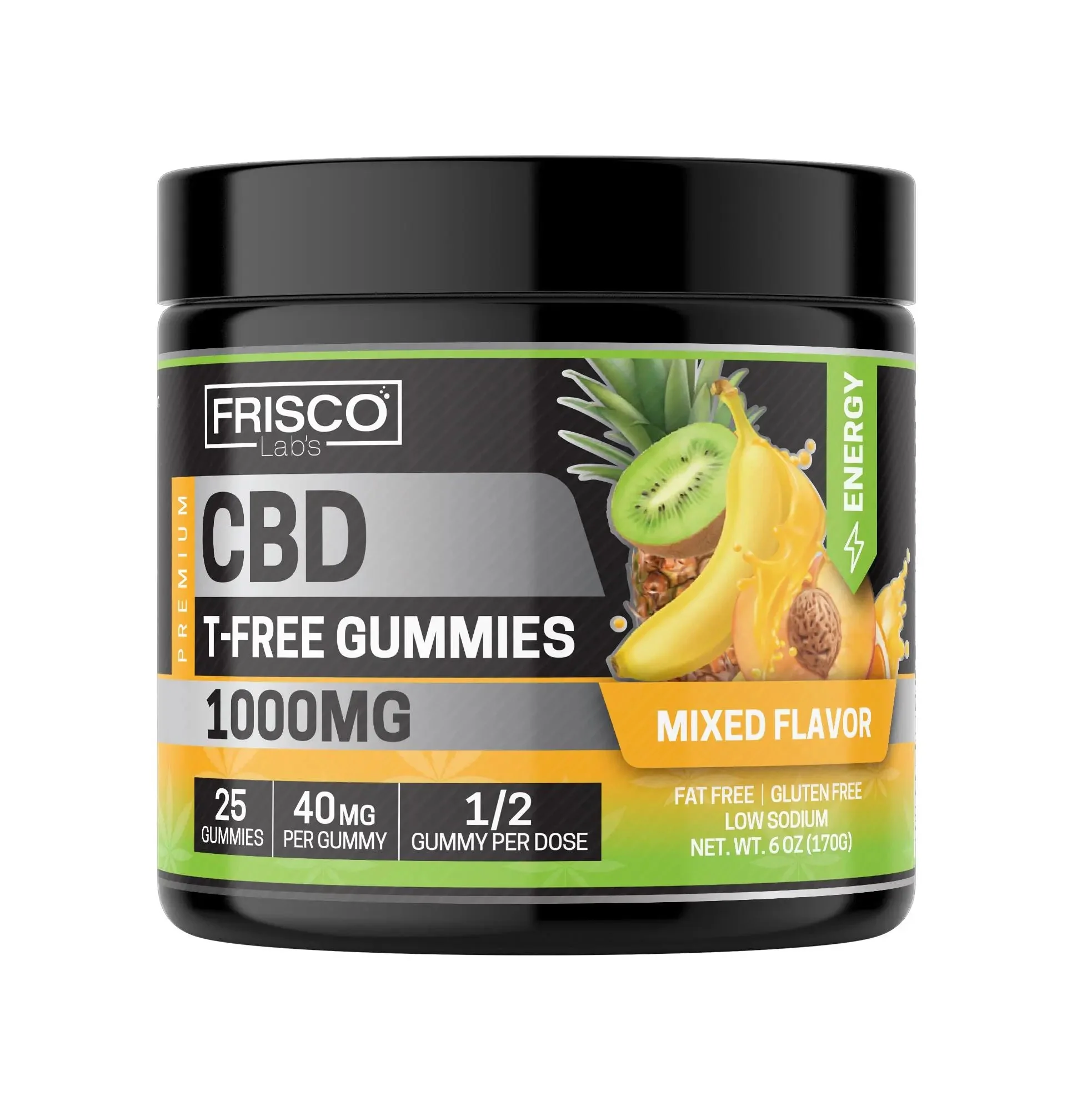 T-Free CBD Gummies, Mix Flavor Energy - 1000mg | 25 Pcs Gummies - Image 2