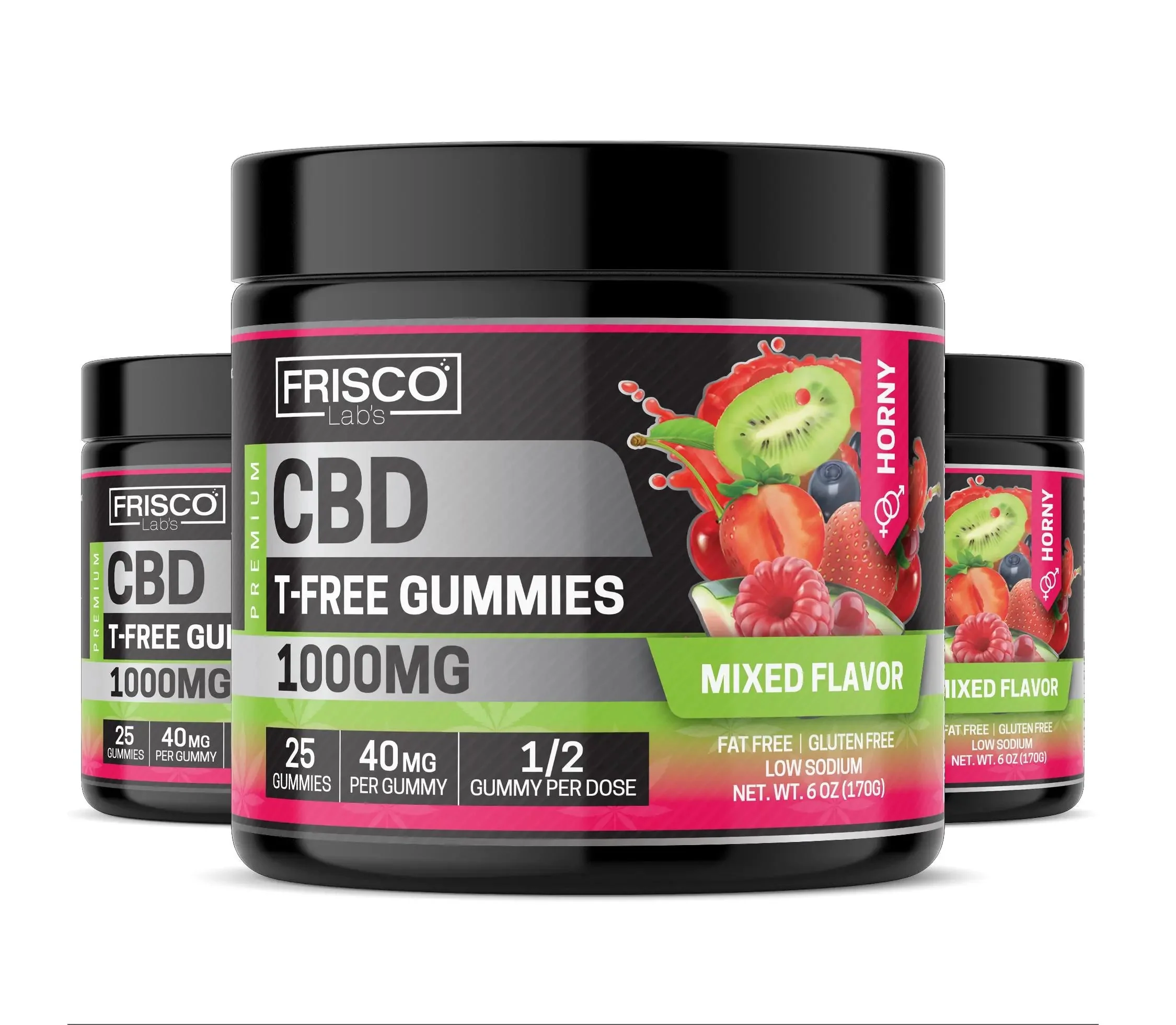 T-Free CBD Gummies, Mix Flavor Horny - 1000mg | 25 Pcs Gummies