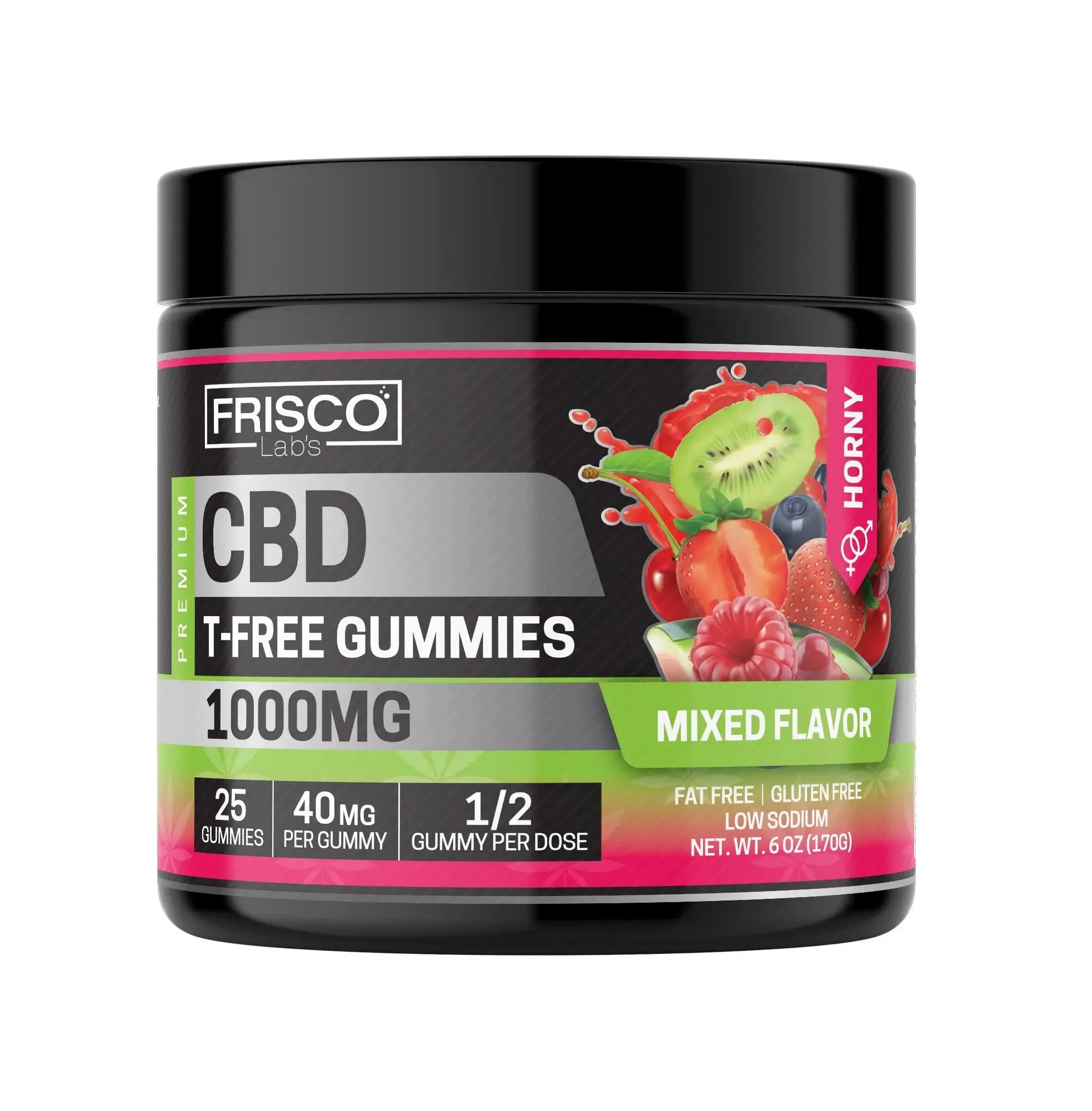 T-Free CBD Gummies, Mix Flavor Horny - 1000mg | 25 Pcs Gummies - Image 2