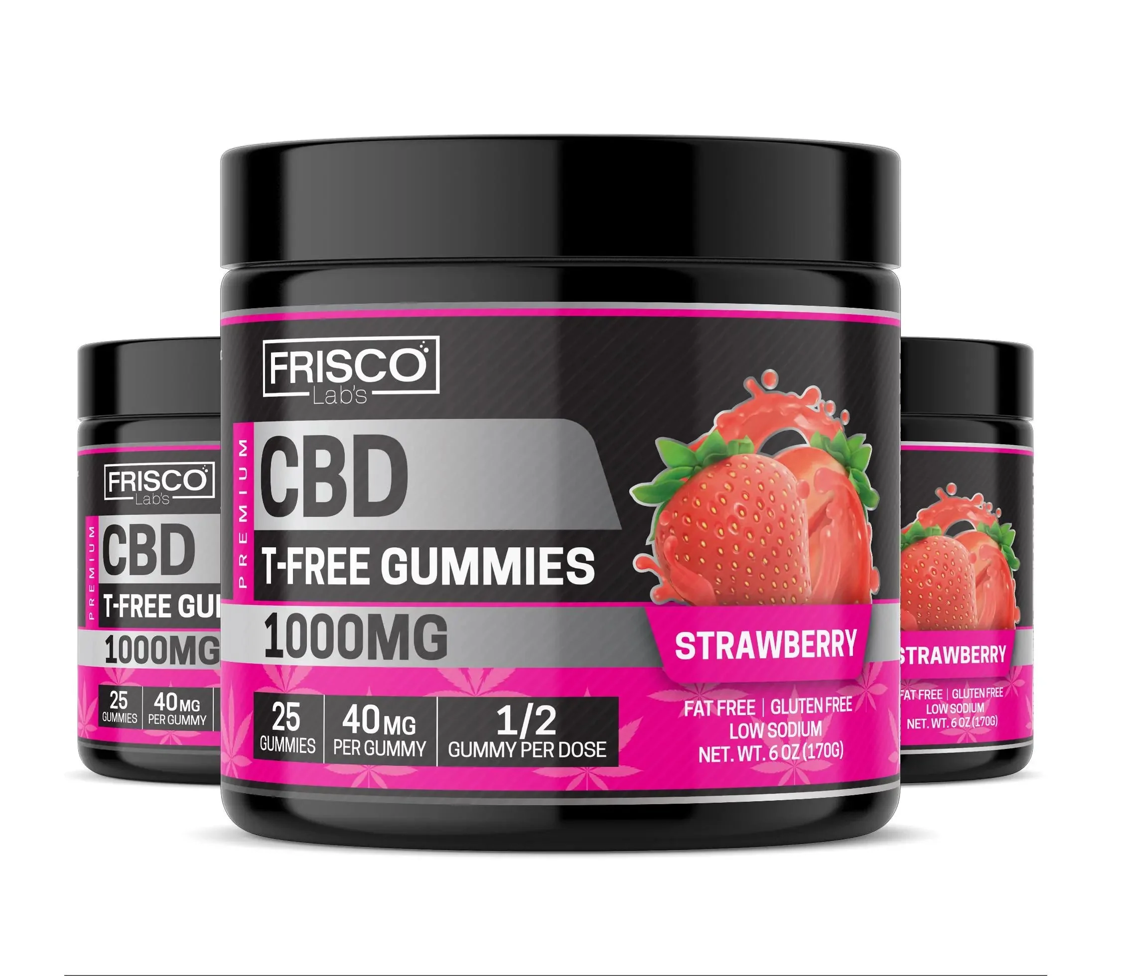 T-Free CBD Gummies, Strawberry - 1000mg | 25 Pcs Gummies