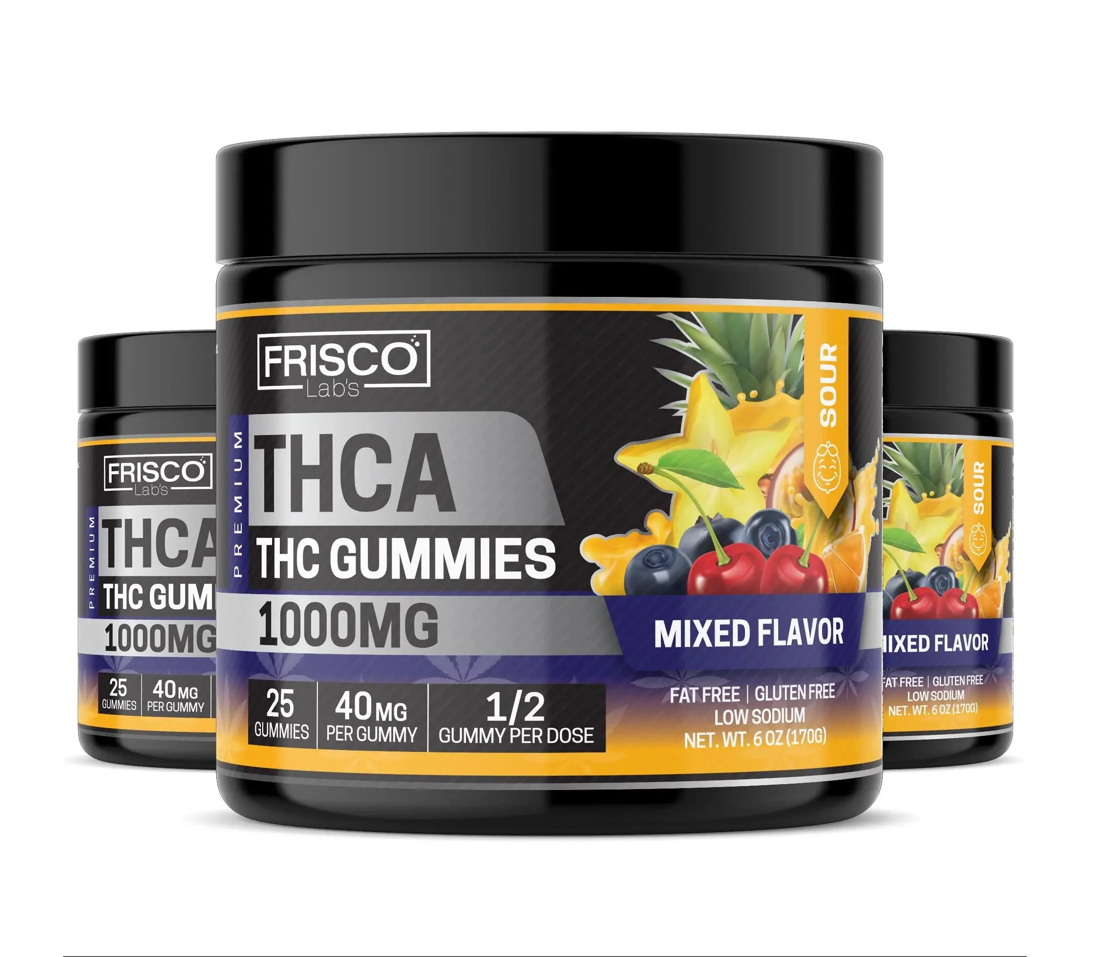 THCA Gummies, Mix Flavor Sour- 1000mg | 25 Pcs Gummies